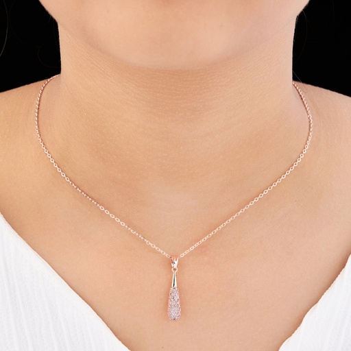 [KC-3114] Solibelle Oval Chain Necklace Featuring Pearl and AD Stones