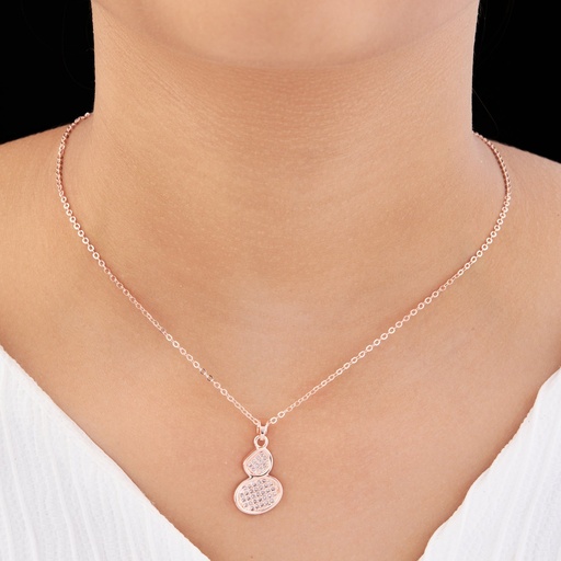 [KC-3117] Solibelle Rose Gold Plated AD-Studded Pendant With Chain
