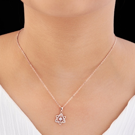 [KC-3118] Solibelle Stunning Star Round Circle Necklace with Cubic Zirconia