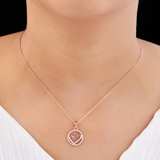 [KC-3119] Solibelle 18K Rose Gold Star Round Heart Necklace