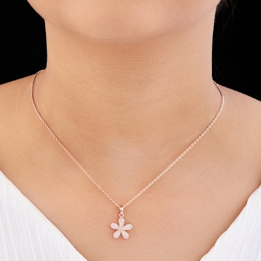 [KC-3120] Solibelle Oval Chain Necklace with Star Flower Design