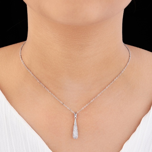 [KC-3135] Solibelle Unique Circle Necklace with Pearl and AD Stones