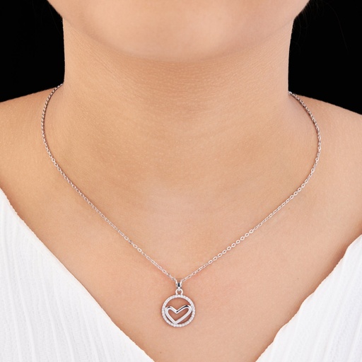 [KC-3147] Solibelle Dazzling Heart-Shaped Pendant Necklace