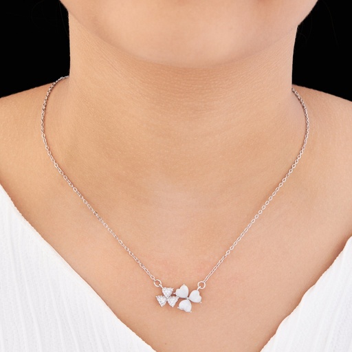 [KC-3148] Solibelle Sparkling Heart and leaf Pendant